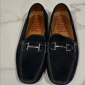 1901 Men's Navy Loafers with Silver Buckle